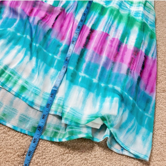 Calvin Klein Plus Size Maxi Dress Tank Dress Stretch Top Tie Dye Skirt Chiffon - Picture 9 of 13